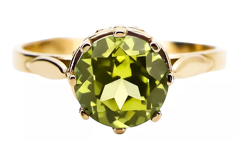 Geltonasis peridotas 14k geltono aukso Žiedas Vintažinis stilius vrc366y